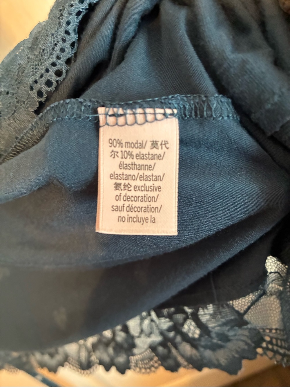 Victoria's Secret Slate Blue Heart-Print Modal Lace-Trim Robe - Picture 7 of 10